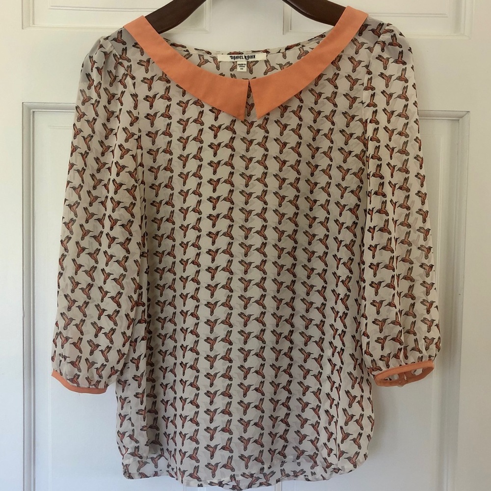 Daniel Rainn | Sheer Hummingbird Print Blouse